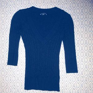 BEBE Deep V-Neck Cable Knit Sweater
